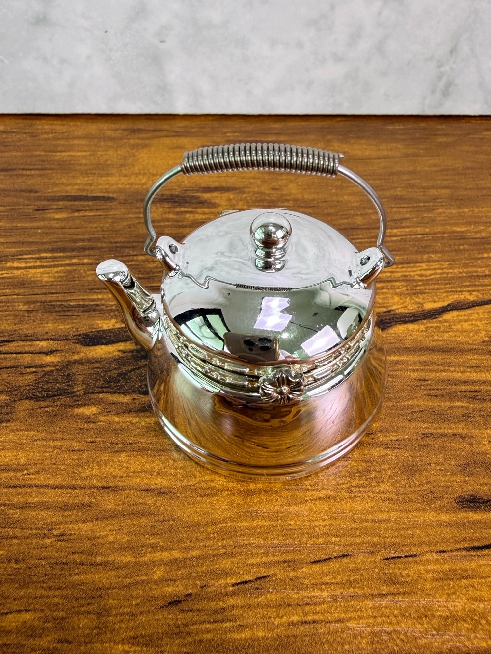 Cooking Club of America Silver Teapot Hinged Trinket Box Cup Saucer Charm PHB